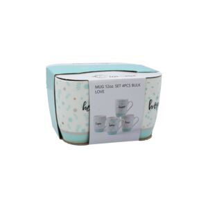 Bien Servi 4-Piece Printed Coffee Mug White and Blue